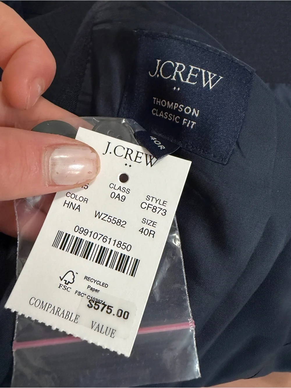J crew heather navy Classic-fit Thompson worsted wool suit jacket